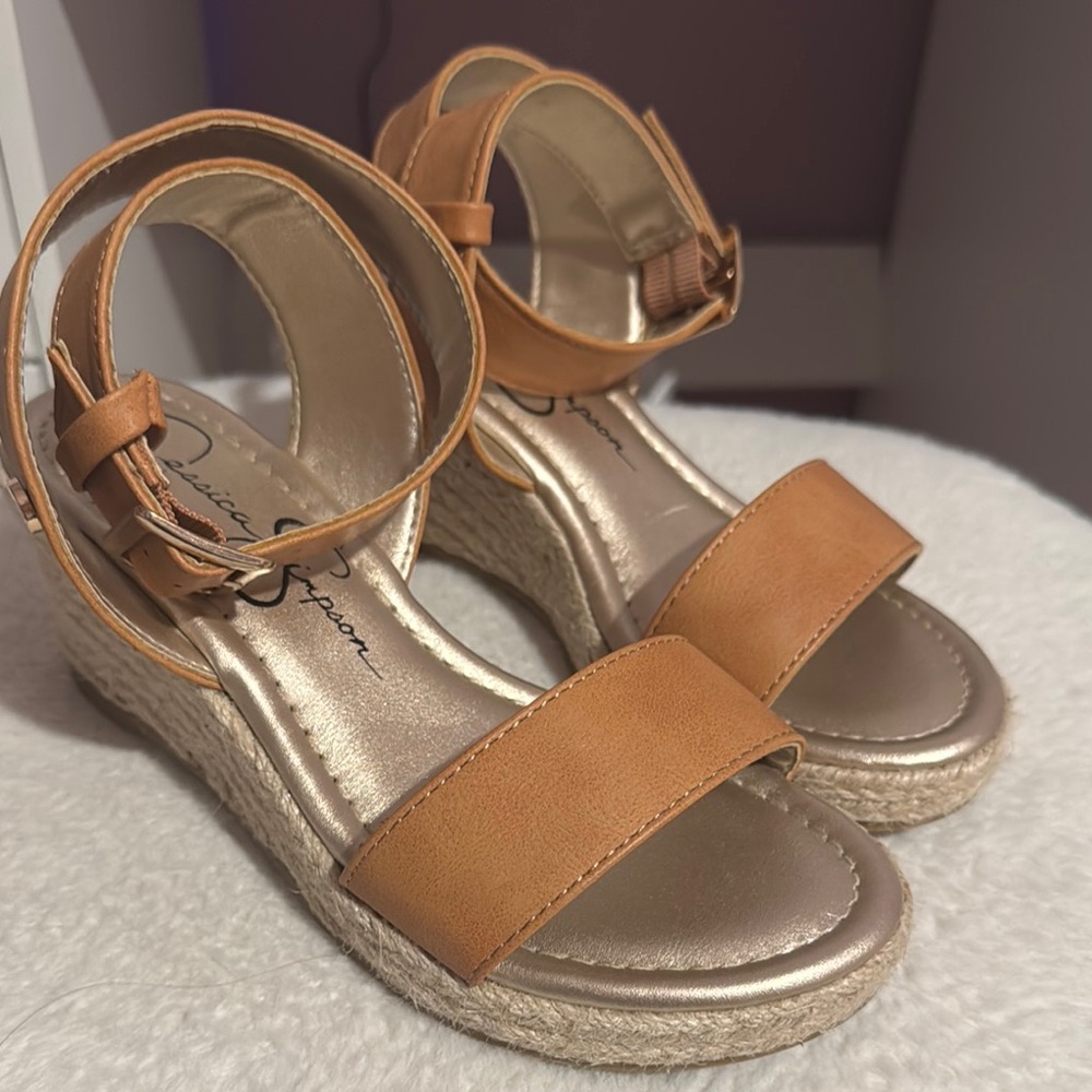 Jessica Simpson Tan Sandals with Ankle Straps